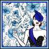 Blooming Grace Silk Scarf - Blue