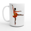 Orange Ballerina White 15oz Ceramic Mug